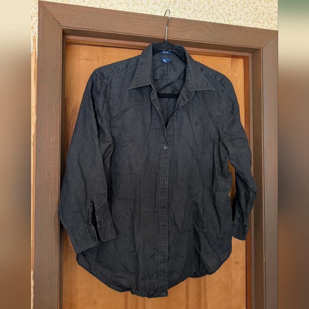 Chaps Black Linen Shirt